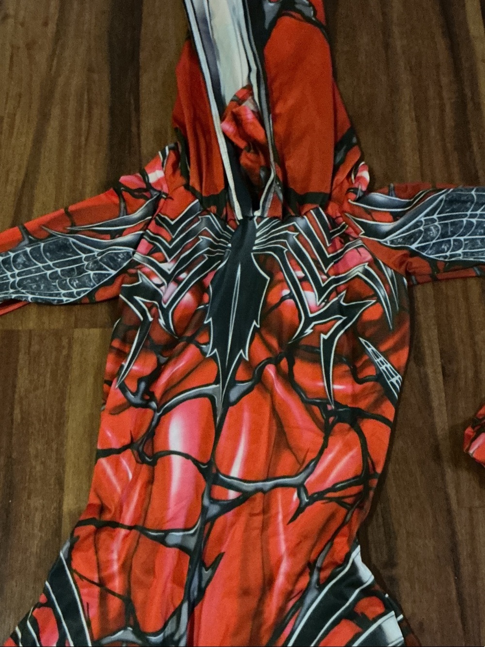 Red Spider-Style Hooded women Costume Stretchy Full-Body Suit zentai hooded grea - Picture 4 of 12